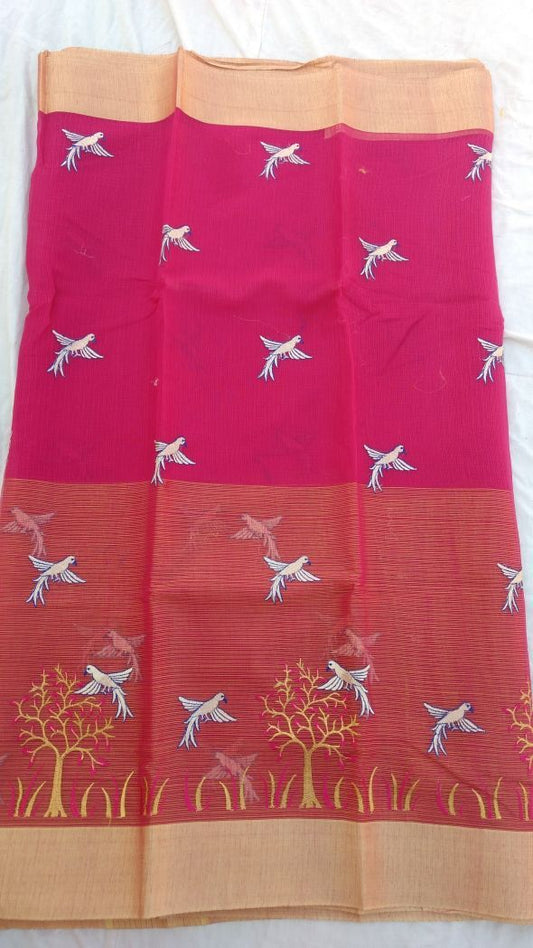 Kota Cotton Half Tissue Embroidery Saree Design-KOTASRE053