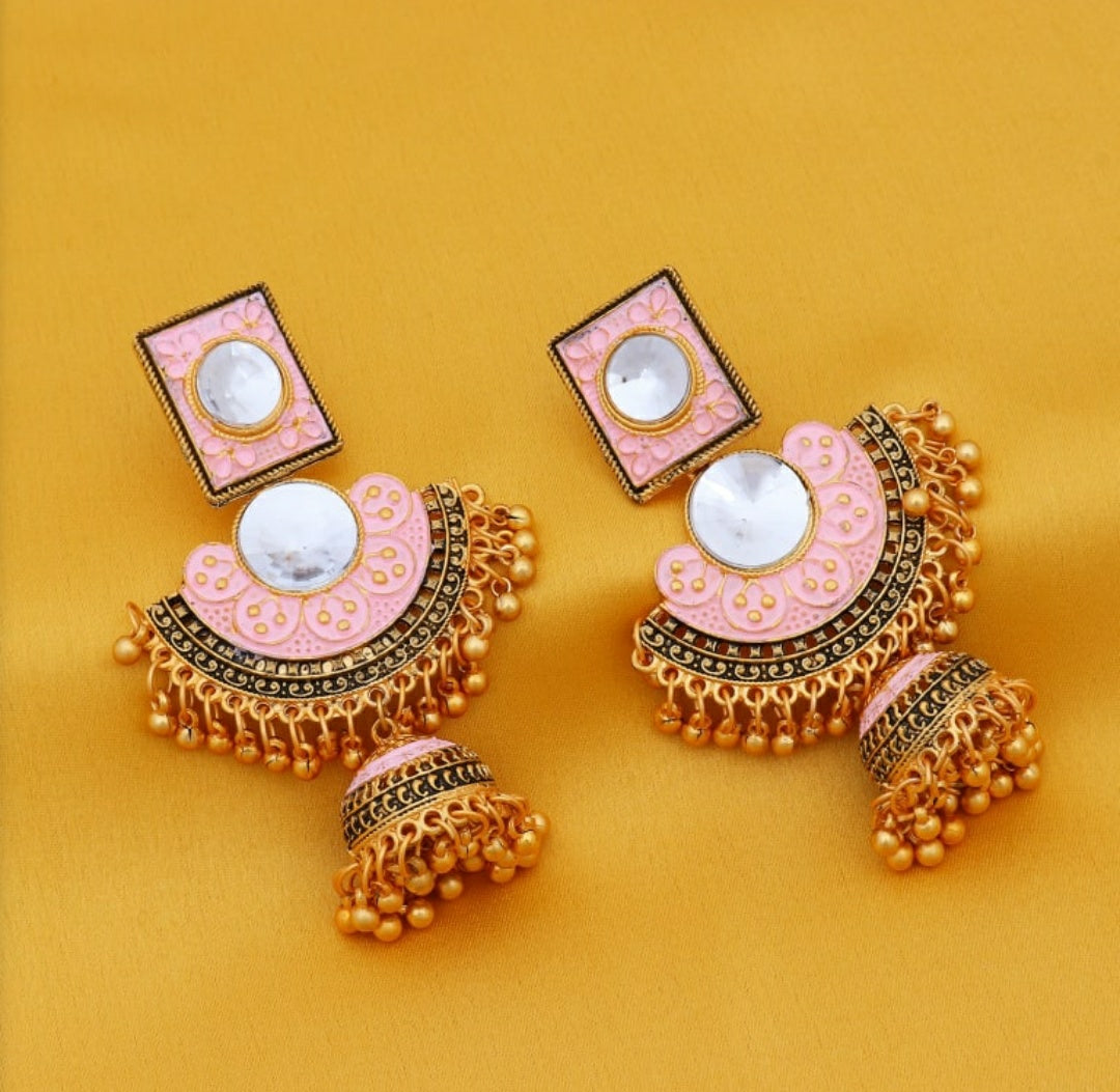 Pink Chandbali Earring
