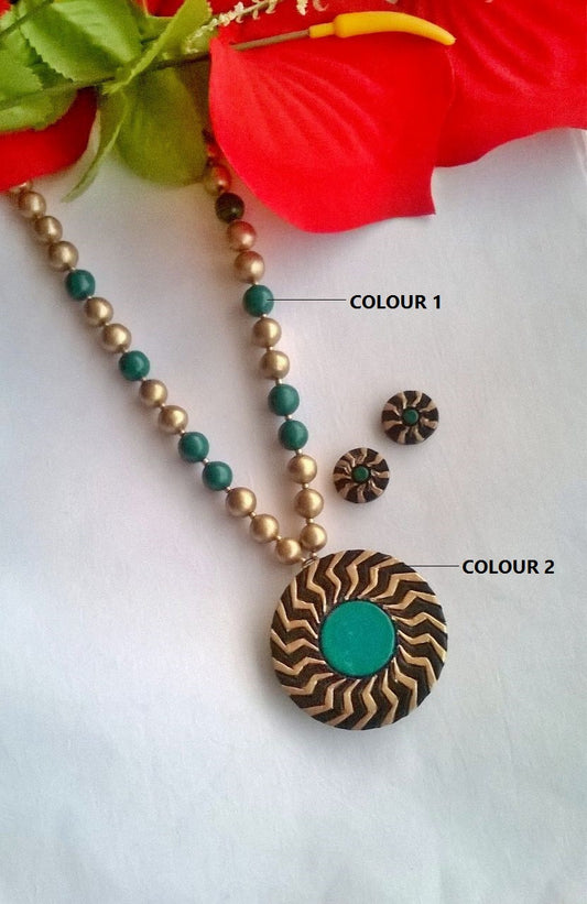 Lightening Circle Shaped Terracotta Jewellery Set