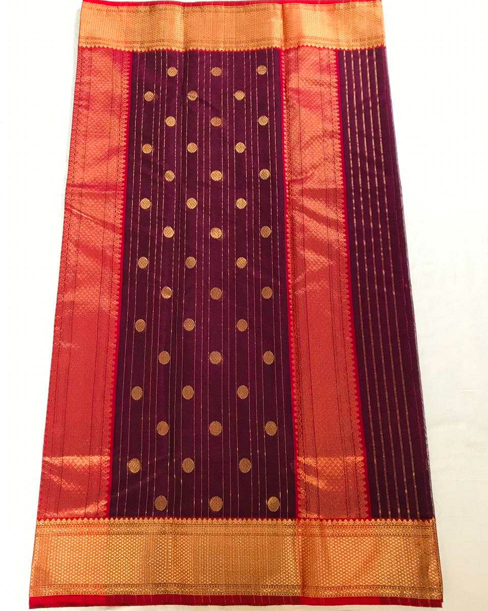 Imperial Purple Chanderi Silk Saree With Gold Border- CSH013