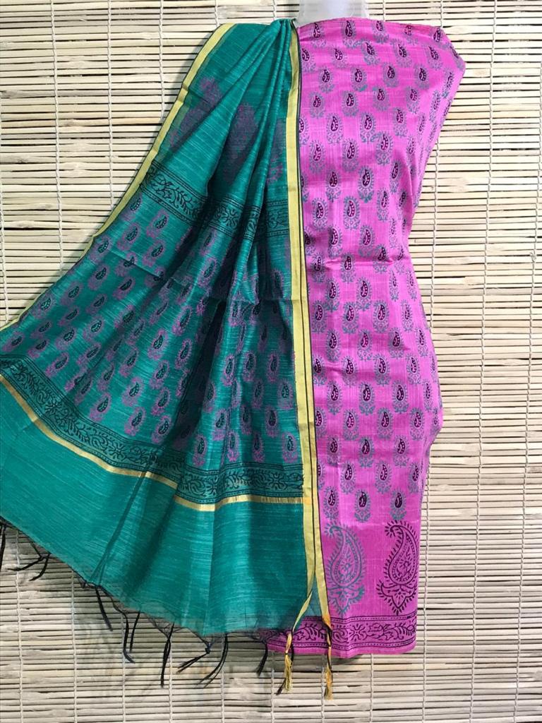 Lavender With Peacock Green Dupatta Unstitched Salwar Suit