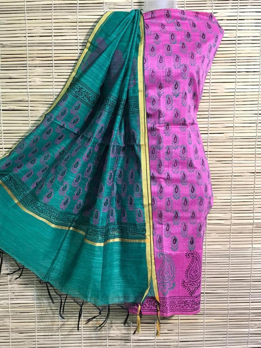 Lavender With Peacock Green Dupatta Unstitched Salwar Suit