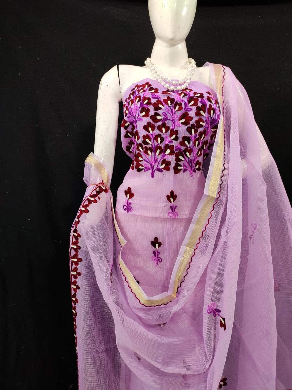 Lavender Kota Doria Suit