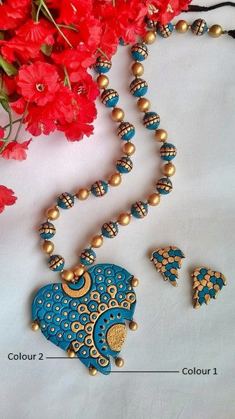 Leaf Heart Terracotta Jewellery Set