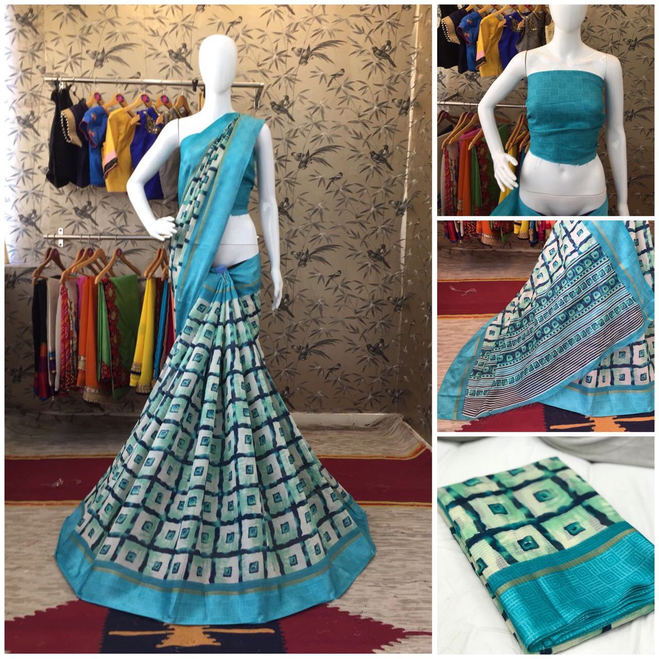 Light Blue Linen Silk with Satin Border Designer Saree-SRE-1015