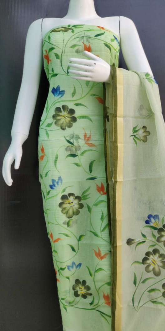 Floral Kota Printed Unstitched Dress Material - BKDM008