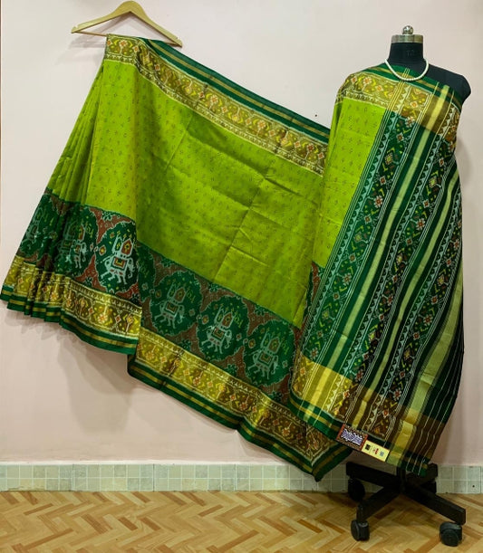 Light Green Elephant Border Motif Patola Silk Saree-PPSRE-050