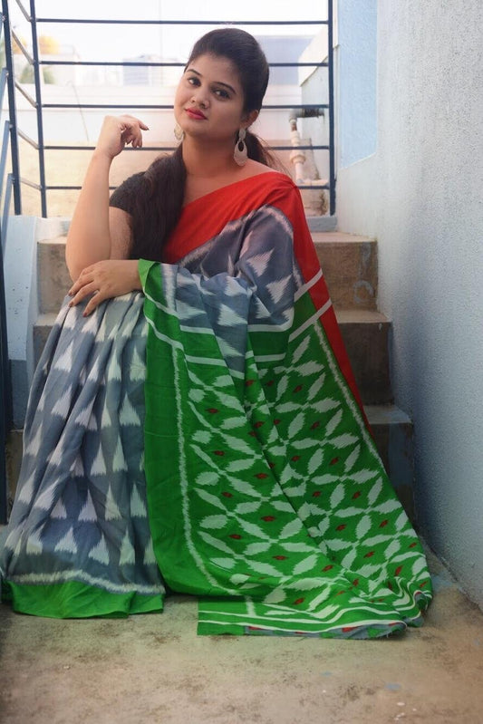 Delicate Dove Linen Saree LNL007 Grey coloured printed saree 