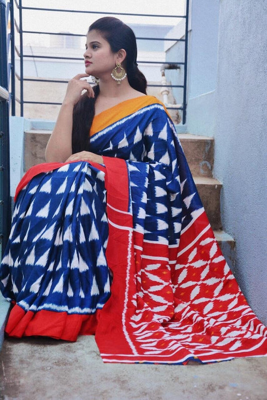 Cobalt- Crimson Linen Saree LNL008 Blue coloured attractive saree 
