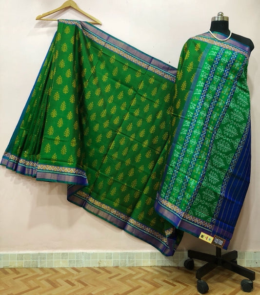 Green with Pine Tree Motif Patola Silk Saree-PPSRE-053