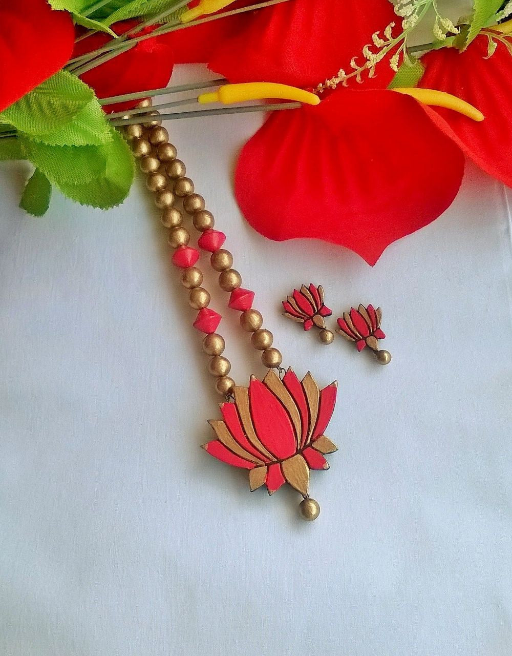 Lotus Terracotta Jewellery Set