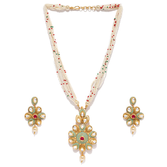 Mint Green Kundan Necklace Set