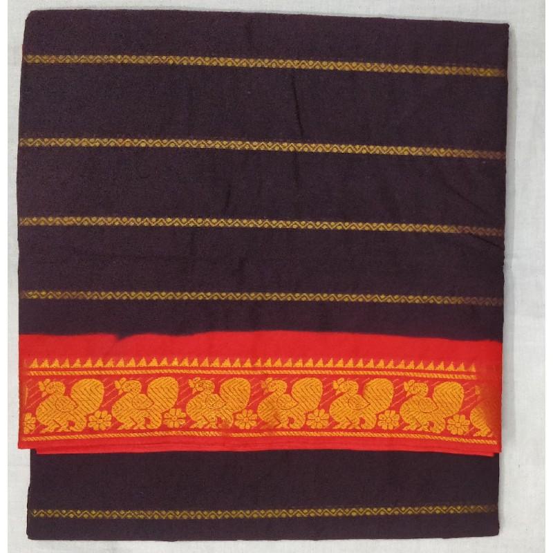 Scented Cinnamon Madurai Sungudi Saree-MSS007 brown and orange coloured saree for daily use