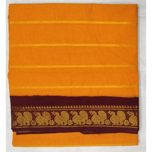 Honeycomb Madurai Sungudi Saree-MSS011 orange and maroon coloured lightweight saree