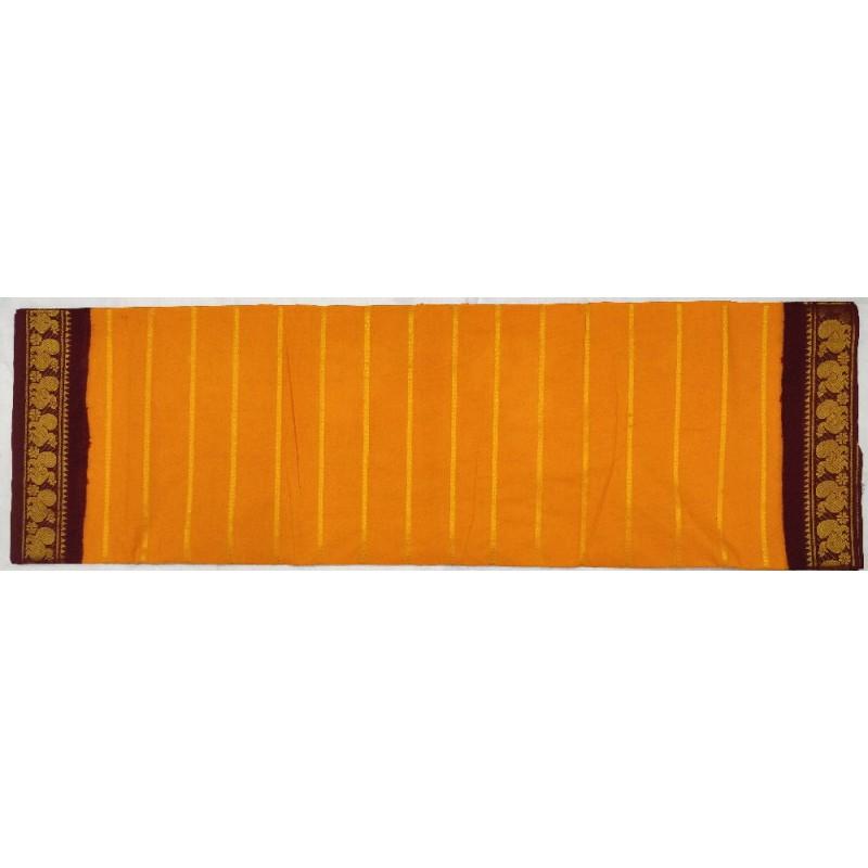 Honeycomb Madurai Sungudi Saree-MSS011 orange and maroon coloured lightweight saree