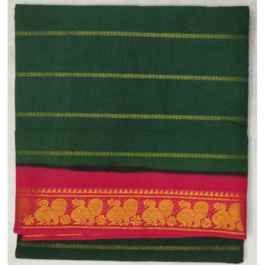 Green Lush Madurai Sungudi Saree-MSS013 dark green and pink coloured saree