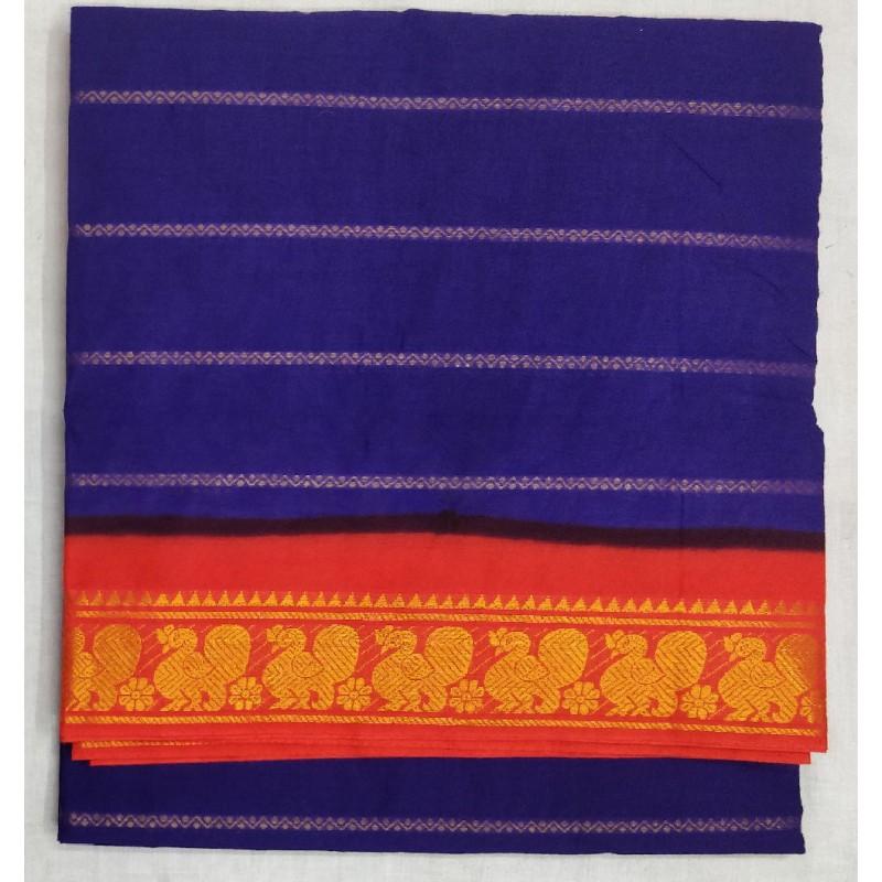 Cobalt Blue Madurai Sungudi Saree-MSS014 dark blue and orange attractive saree