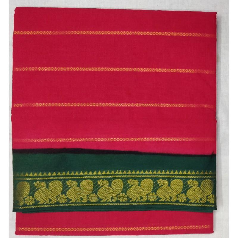 Cerise Surprise Madurai Sungudi Saree-MSS018 magenta and green colour dailywear saree