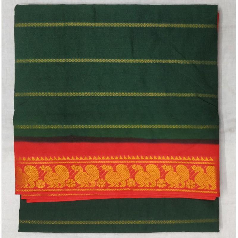 Dark Green Fantasy Madurai Sungudi Saree-MSS020 dark green and orange coloured attractive saree 