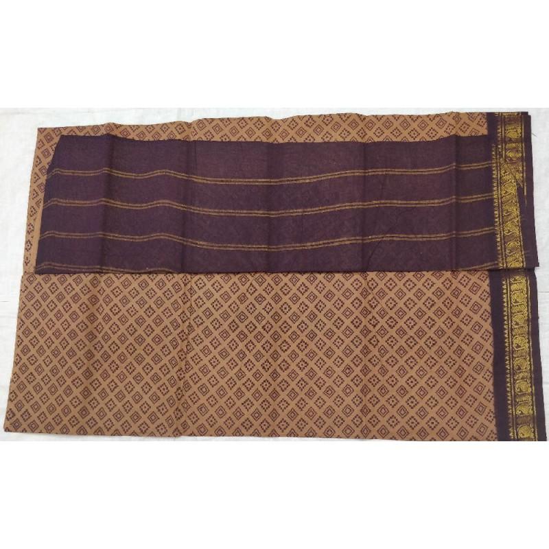Biscotti Madurai Sungudi Saree-MSS089 brown colour saree dailywear