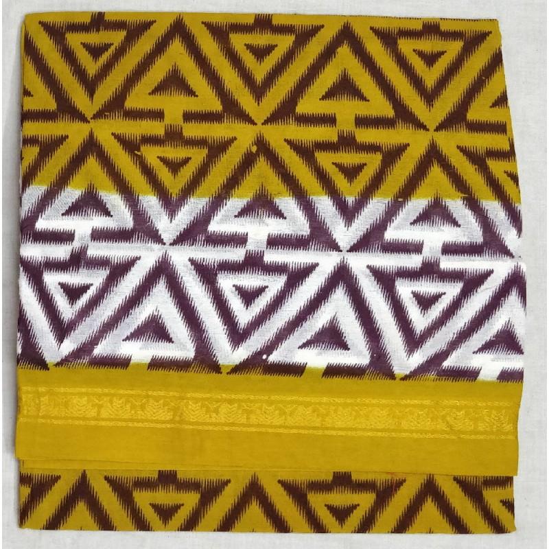 Summer Dream Madurai Sungudi Saree-MSS094 yellow and white coloured trendy prints saree