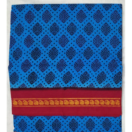 Lovely Lapis Madurai Sungudi Saree-MSS096 light blue coloured saree with red border