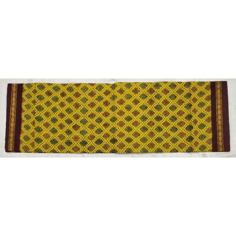 Early Sunrise Madurai Sungudi Saree-MSS097 yellow and brown coloured lightweight saree