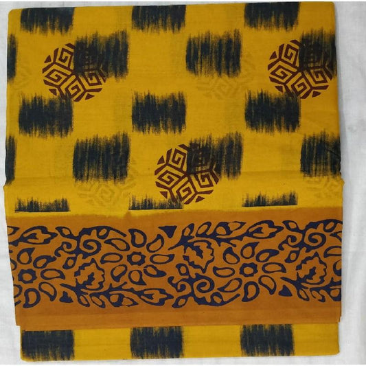 Yellow Daffodil Madurai Sungudi Saree-MSS104 yellow and light brown coloured trendy saree