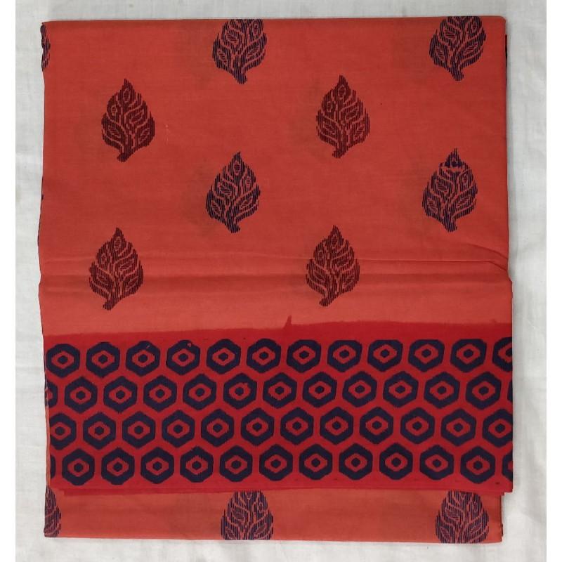 Peach Blush Madurai Sungudi Saree-MSS107 light red coloured floral print saree