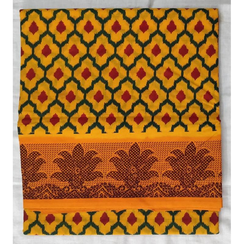 Hazelnut Sweet Madurai Sungudi Saree-MSS109 yellow coloured dailywear saree