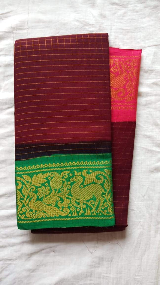 Madurai Checkered Sungudi Saree Ganga Jamuna Border GJB 016