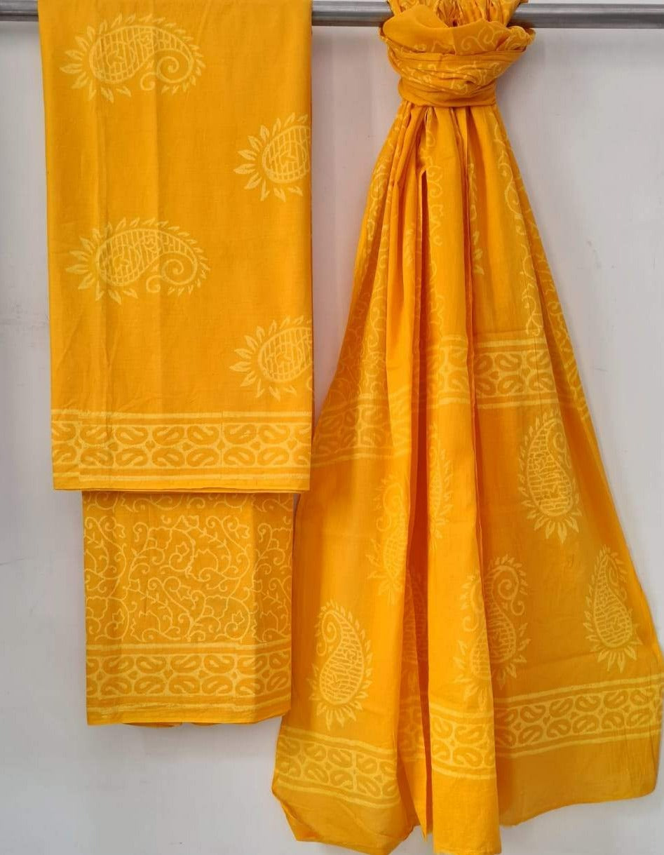 Yellow Cotton salwar material
