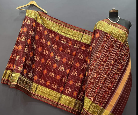 Maroon Pure Silk Patola Saree