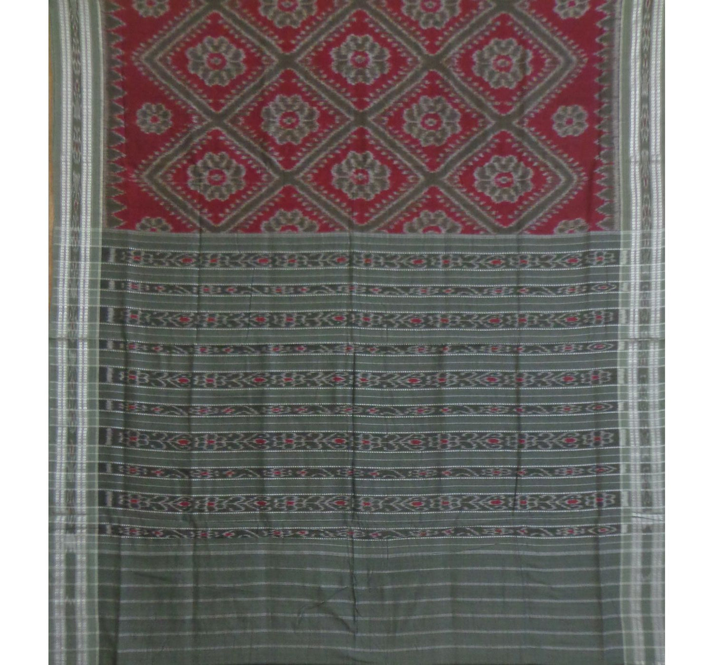 Maroon with Floral Pure Handwoven Cotton Saree