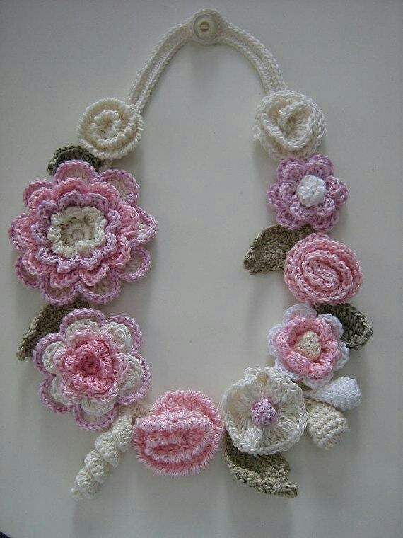 Multicolor Tribal Crochet Jewellery Set in Floral Design