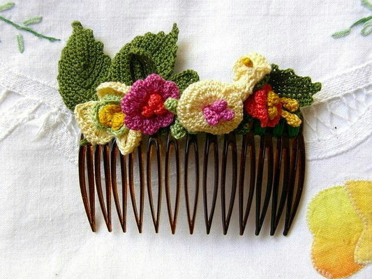 Multicolor Floral Crochet Hair Clip