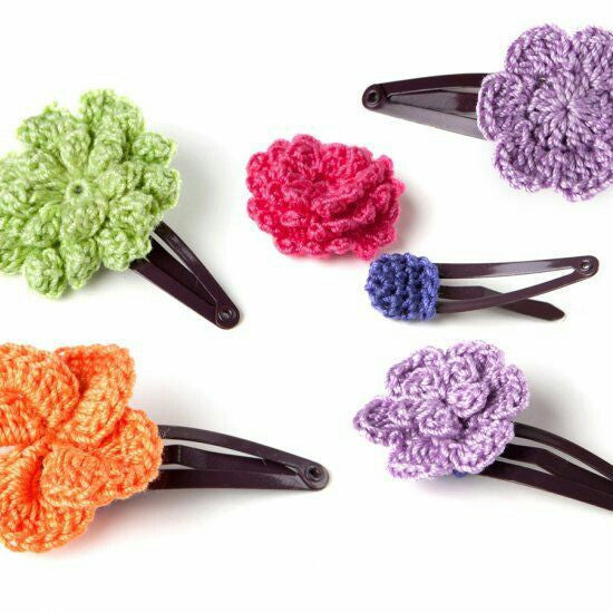 Colorful Floral Crochet Hair Clips 