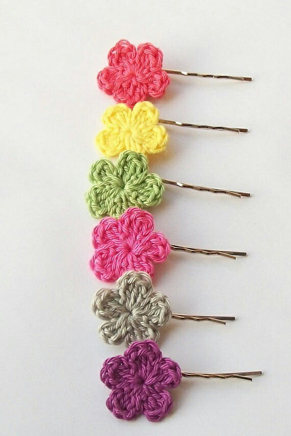 Colorful  Floral Crochet Hair Pins