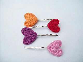 Colorful Heart Design Crochet Hair Pins 