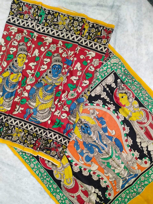 Multicolour Hand Painted Kalamkari Chennur Silk Saree_MHCS002