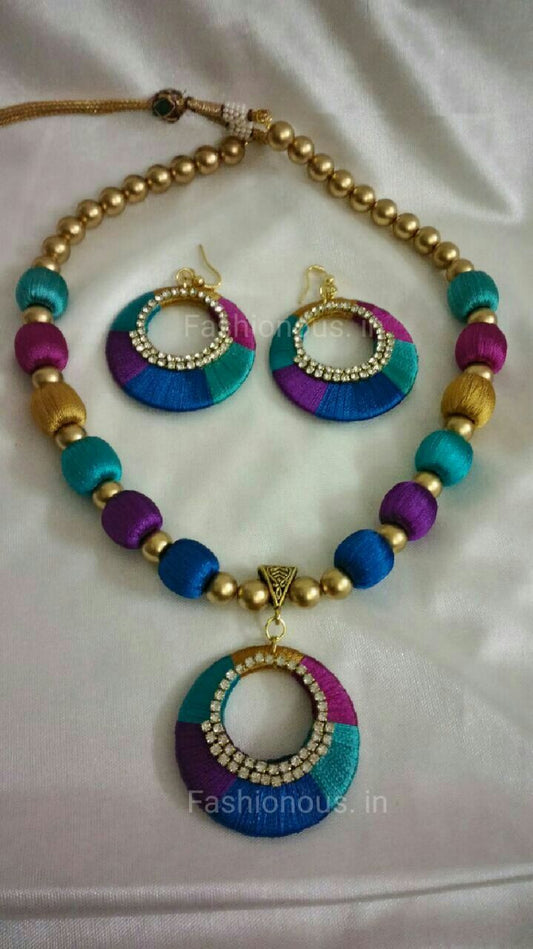 Multicolour Necklace with Hook Earrings