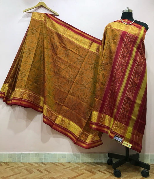 Mustard Alpana Designed with Golden Border Patola Silk Saree-PPSRE-014
