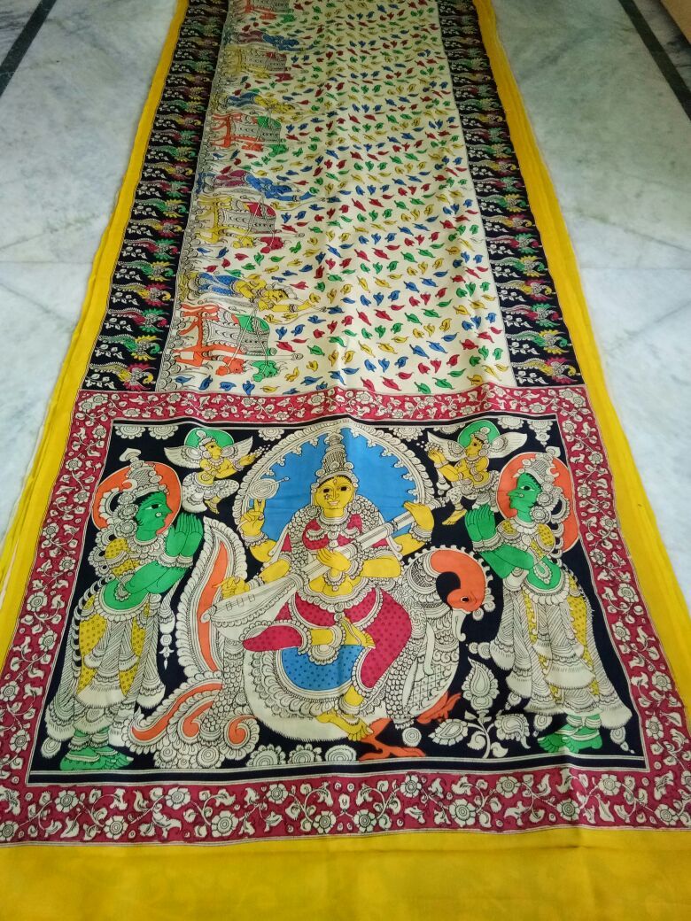 Muticolor Kalamkari Printed Chennur Silk Saree-KPCHS-002