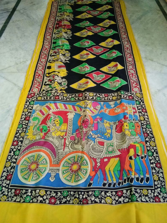 Muticolor Kalamkari Printed Chennur Silk Saree-KPCHS-003