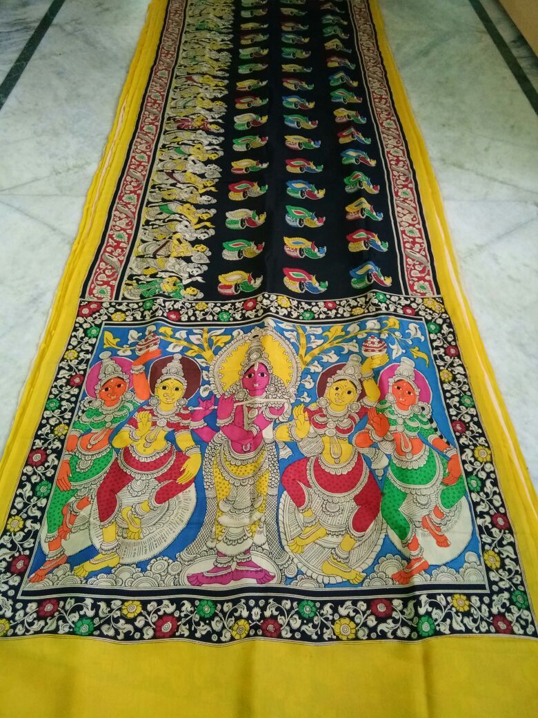 Muticolor Kalamkari Printed Chennur Silk Saree-KPCHS-004