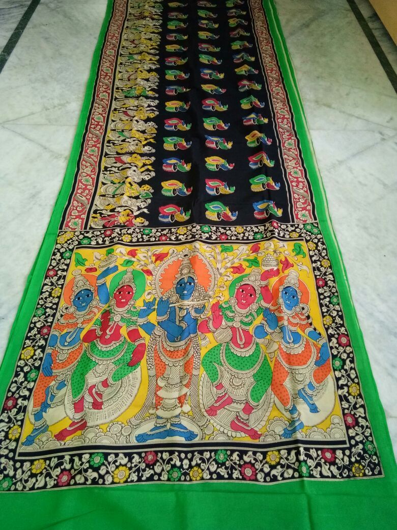 Muticolor Kalamkari Printed Chennur Silk Saree-KPCHS-010