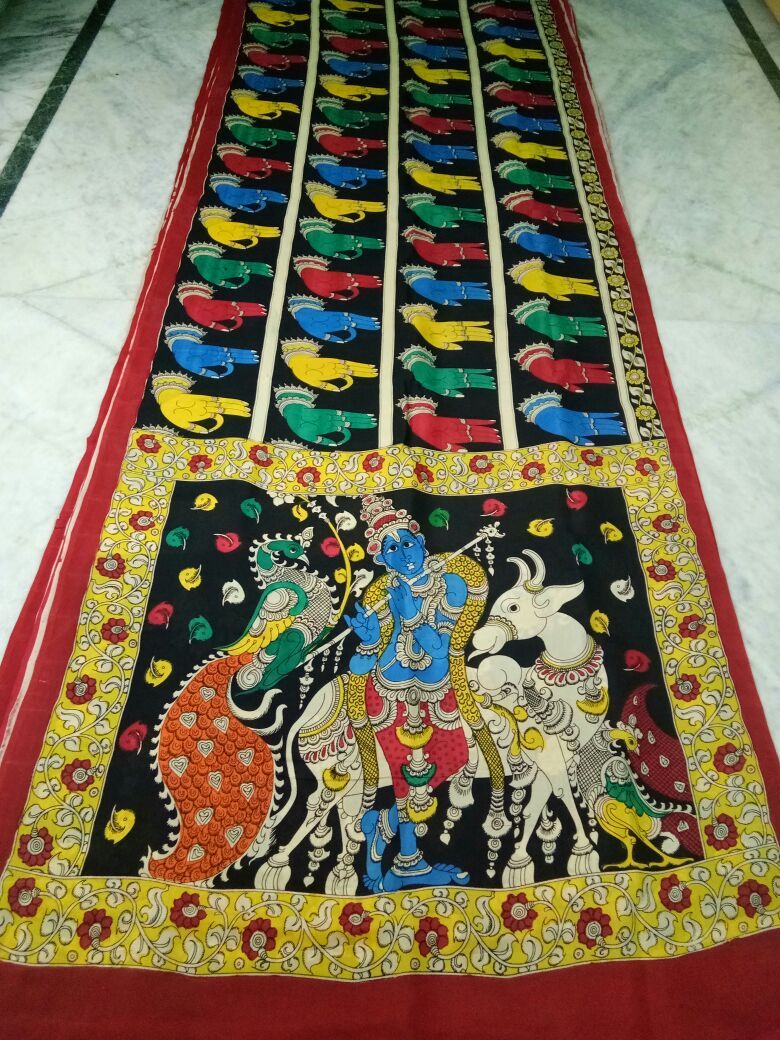 Muticolor Kalamkari Printed Chennur Silk Saree-KPCHS-011