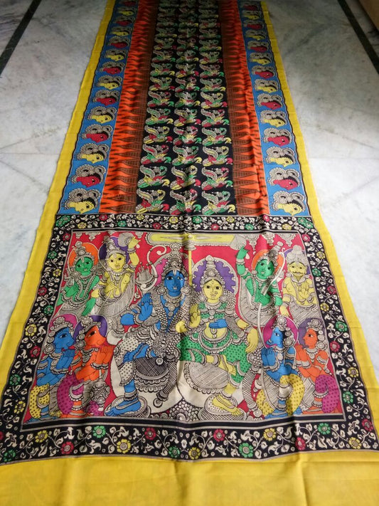 Muticolor Kalamkari Printed Chennur Silk Saree-KPCHS-014