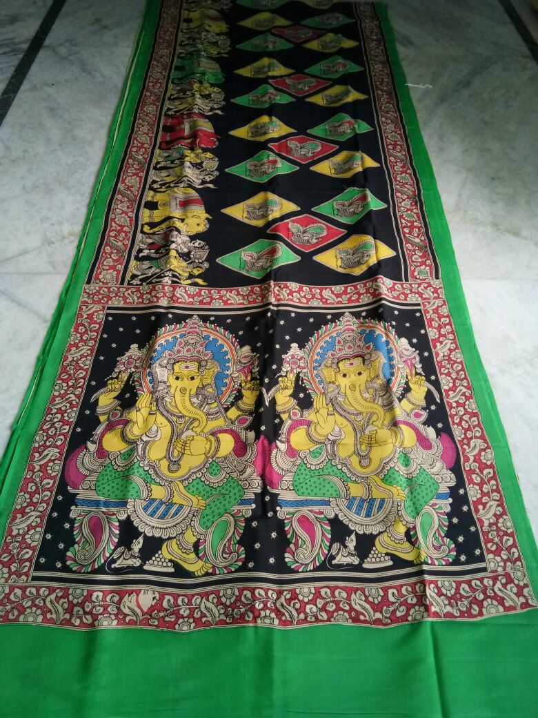 Muticolor Kalamkari Printed Chennur Silk Saree-KPCHS-015