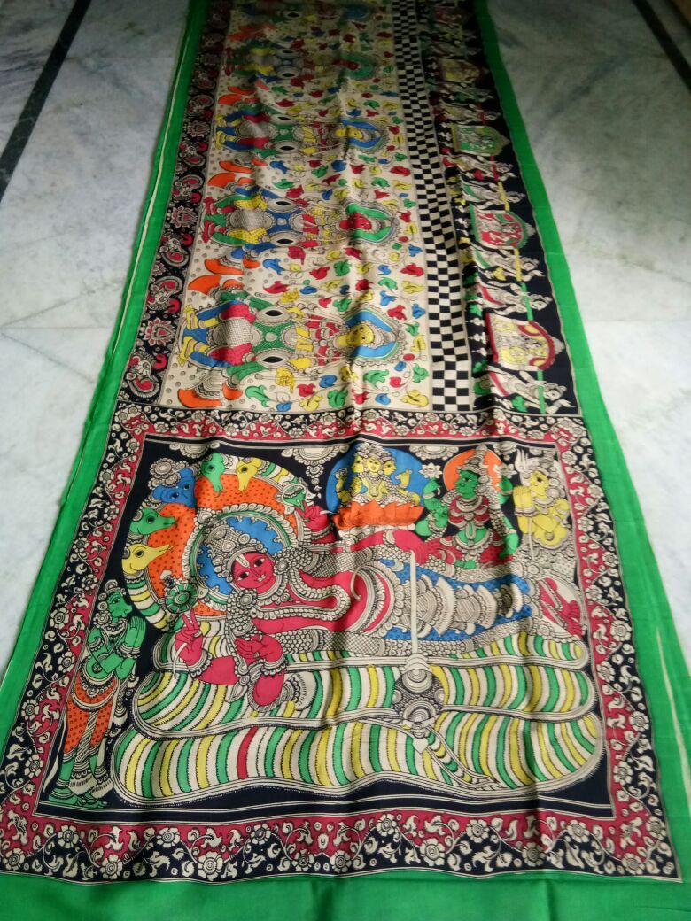 Muticolor Kalamkari Printed Chennur Silk Saree-KPCHS-016
